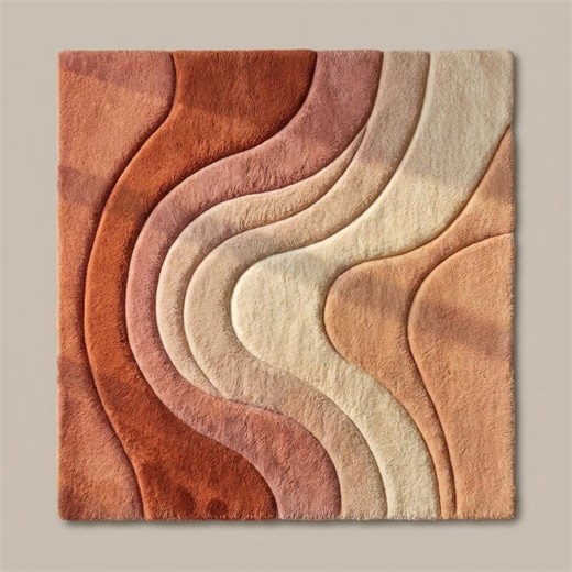 Boho Wavy Plush Area Rug, Abstract Earth Tone Carpet - Etsy