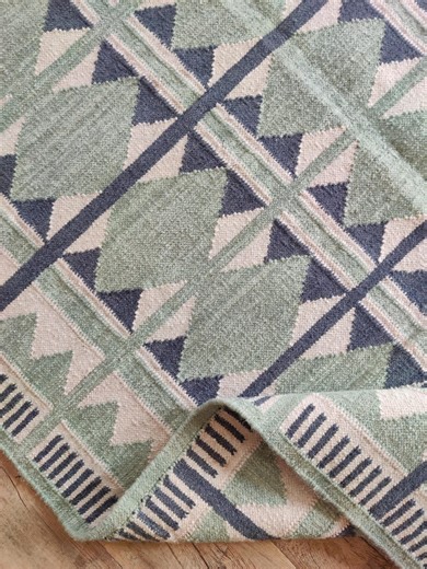 Traditional Large Wool Flatweave Rug, Geometric Pattern, Reversible Hand-knotted Wool Carpet, Modern Farmhouse Carpet, 6x9, 8x10 FT - Etsy