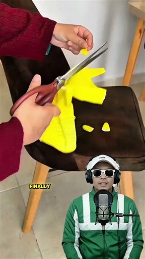 Genius trick to make chair leg covers from pieces of rubber gloves