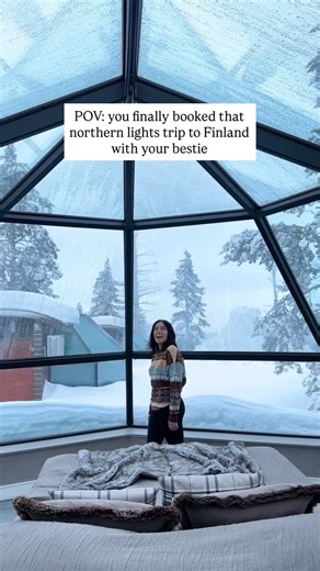 TRISTAN & CARA | TRAVEL COUPLE on Instagram: "You, me, a glass igloo in Finland? 🇫🇮 This winter is shaping up to be a DREAM YEAR for solar activity and witnessing the northern lights! Rumor has it that it’ll be the strongest until 2035! 🤩 We were lucky enough to experience the aurora in Finland last year, and it was pure magic. But it’s not JUST the northern lights we came for, we also learned… 🐶 in this country, dogs pull you around in a sled and then you can pet them after 🦌 Reindeer are 