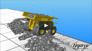 Ultra-class haul truck crashing into a safety rock berm - head on collision