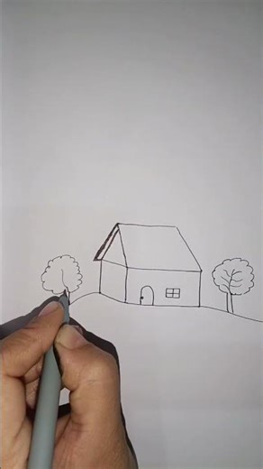 Simple House Drawing | Easy Landscape Art for Beginners 🌳🏡 #drawing
