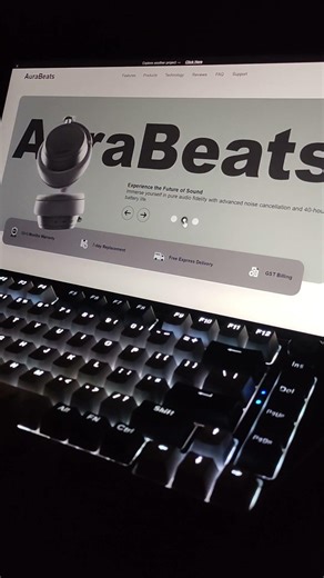 AuraBeats hedphone website design #HTML #CSS #javascript #react
