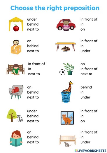 Choose the right preposition of place worksheet
