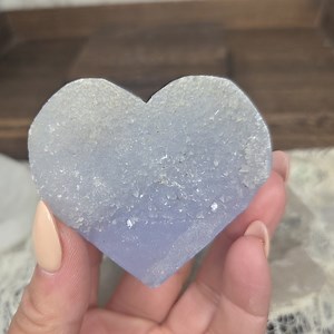 Blue crazy  Lace stripe Heart  With Druzy C
