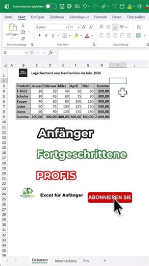 🇩🇪~ Addition in #Excel: Beginner vs Intermediate vs Professional