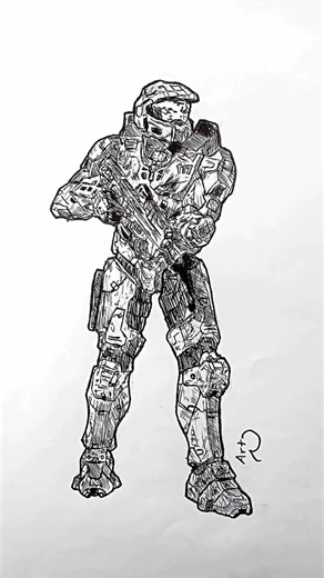 Speed drawing StickMan Master Chief #shorts #anime #drawing