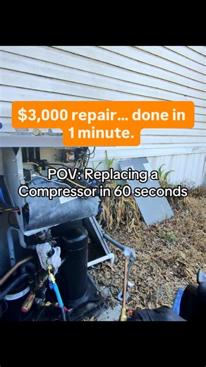 Savion Williams on Instagram: "Compressor burnout replacement in 60 seconds. 🧰 Flushed the line set with RX11, installed new compressor, added acid neutralizer, replaced filter drier, vacuumed system, and recharged to specs. Burnout jobs always take extra steps to protect the new compressor. #hvac #compressorreplacement #compressorburnout"