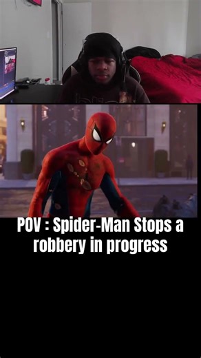 Spider man stops a robbery in progress #shortsfeed #spiderman