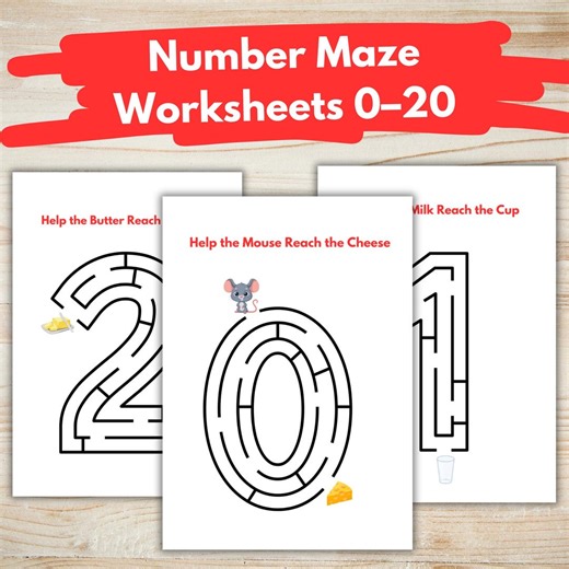 Number Maze Worksheets 0–20 | Fun Counting , Number Recognition Activity | Printable Math Game for Kids | Preschool & Kindergarten Learning - Etsy Australia