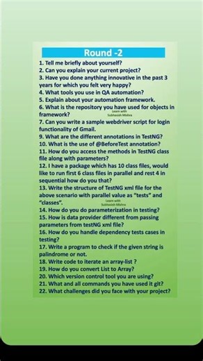 2024 - Accenture Interview Questions for QA Automation Engineers