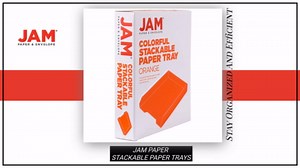 JAM PAPER Stackable Paper Trays - Orange - Desktop Document, Letter, & File Organizer Tray - Sold Individually