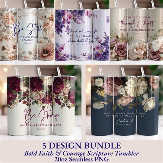 Floral Scripture Tumbler Wrap Bundle, Faith Bible Verse Seamless PNG Set (digital Download) - Etsy
