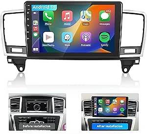 Android Car Stereo for Mercedes-Benz ML GL W166 X166 2012-2015 Support Wireless Carplay/Android Auto with 9 inch Touchscreen WiFi GPS Navigation BT USB FM/RDS Radio Backup Camera