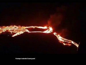 12K views · 1.2K reactions | VOLCANIC ERUPTION IN ICELAND The Icelandic coast Guard have just released video footage of the lava flow from the volcanic eruption a just a few hours ago | Wil Photography | Facebook