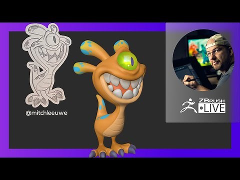 Cartoon Alien Monster 2D Concept to 3D - Shane Olson & Mitch Leeuwe - ZBrush 2022