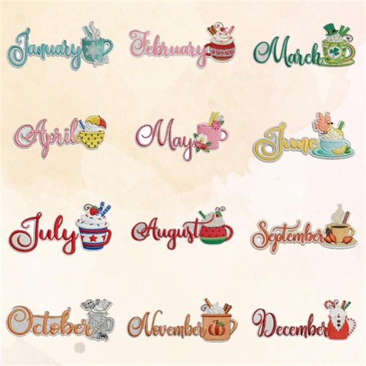 Embroidered Month Patches: Iron-on or Velcro Calendar Collection - Etsy