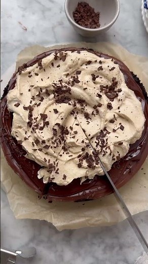 6 Ingredient No Bake Vegan Chocolate Cheesecake with Espresso Whipped Cream