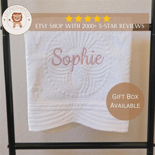Personalized Baby Blanket With Name, Custom Embroidered Quilt, Baby Shower Gift- 100% Cotton - Etsy