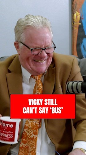 Jim Davidson - Poor Vicky, she still can't say 'pug', and now she can't say 'bus' either! Watch brand new episodes of Jim & Her, every Sunday only on Ustreme.com and the Ustreme App! #comedy #funnyclips #funny #jimdavidson #comedians #fypシ゚viralシ #ustreme #fypシ #podcasting | Jim Davidson