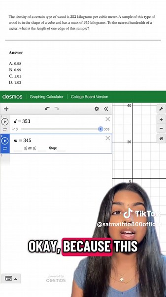 This SAT Density problem is super quick once you understand the 2 formulas. Watch this video to learn them! #desmos #sat #satprep #satmath #desmoshacks
