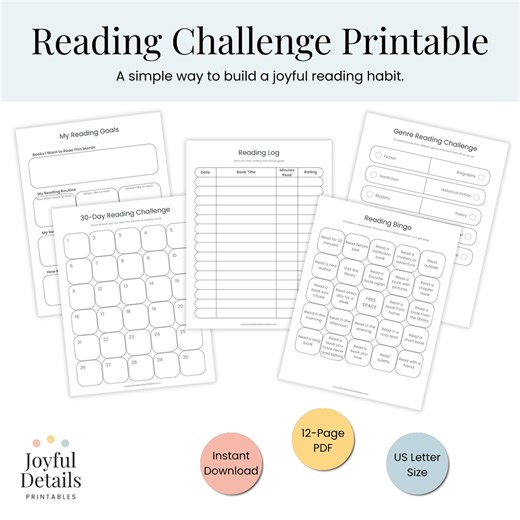 Reading Challenge Printable Pack | Fun Reading Activities for Kids, Adults, Classroom & Homeschool - Etsy