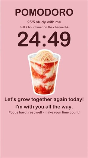 Strawberry Cream ⏰ 25/5 pomodoro study timer #shorts