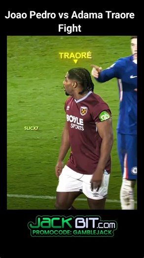 Athletics on Instagram: "Adama traore vs joao pedro fight scene This reel shows a powerful moment during a match where Adama Traoré uses his incredible strength in a shoulder-to-shoulder challenge that sends the Chelsea player crashing to the ground near the corner flag. The clip captures the intensity of the play, and the split-screen reactions highlight just how shocking the moment was. A mix of raw physicality, unexpected impact, and pure football drama — perfect example of why Traoré is one 
