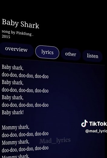 Baby Shark song lyrics - Baby Shark Doo Doo Doo Doo