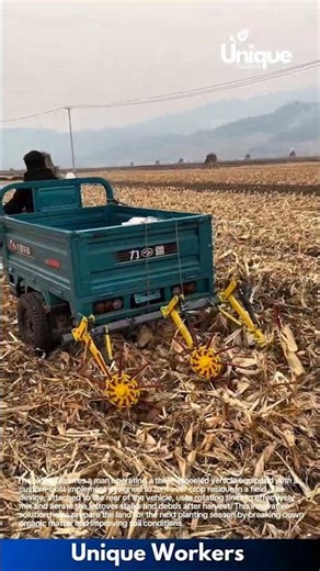 Ingenious Farm Hack: Three-Wheeler with Crop Residue Turner