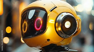 a robot walking at shopping street, futuristic sci-fi fantasy theme and Ai assistant theme,