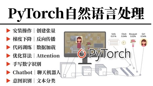 【爆肝40小时】跟着大神彻底搞懂PyTorch自然语言处理！Pytorch入门到实战教程学完这套你就很牛了—深度学习/人工智能/聊天机器人/手写数字识别