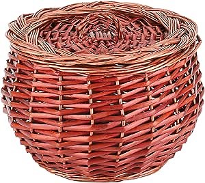 Wicker Storage Basket, Food Storage Container with Lid for Egg Kitchen Potatoes Fruit Vegetables (Brown)