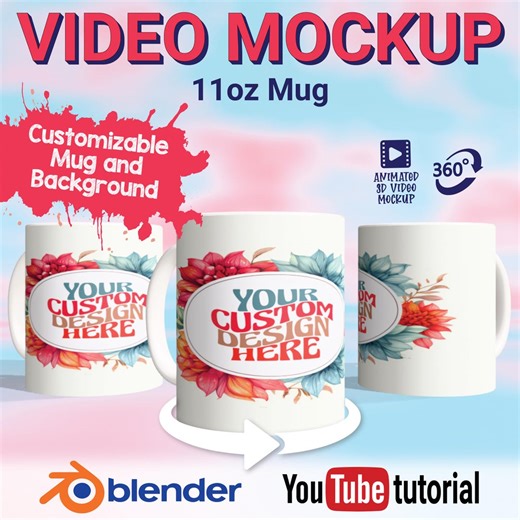 Spinning 11oz Mug Video Mockup: Customizable Design (blender) - Etsy