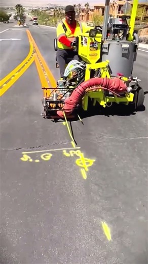 the process of making highway lines with modern machines #shorts