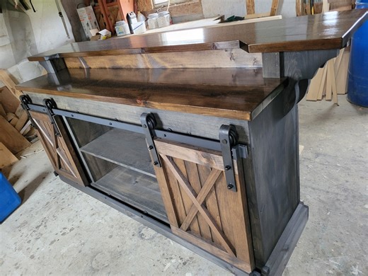 Rustic Pine Bar Cabinet: Farmhouse Kitchen Island With Sliding Barn Doors - Etsy