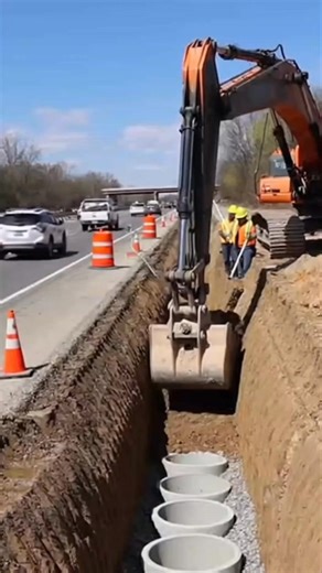 Drainage installed. Road widened carefully. Smart engineering below the surface. #TrueBuildMachinery #HighwayProject #CivilEngineering #BuildAmerica | TrueBuild Machinery