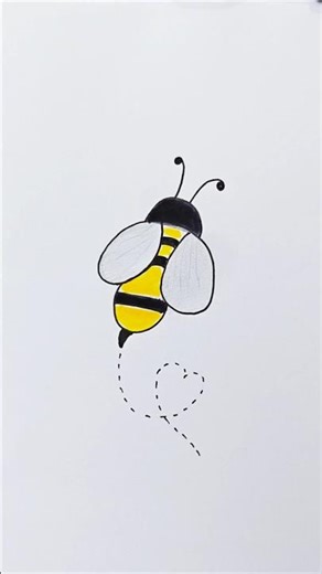 Easy Honey Bee Drawing 🐝✨ | Step by Step Sketch #Shorts