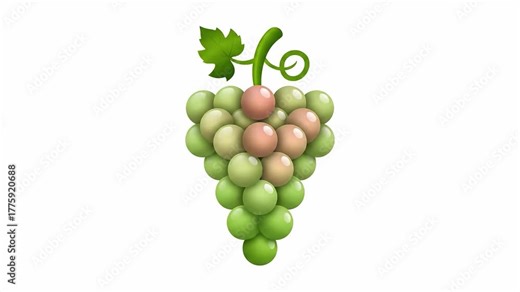 Grapevine Development Animation Showing Grape Bunch Growth Stages, from Vine to Full Harvest