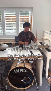 Day 3: Through the Fire & Flames 🔥 Up to 180bpm (not clean) & adding more of the verse @dragonforcehq @hermanli #day3 #throughthefireandflames #guitarhero #coordination #challenge #drums #glasses #percussion #chaos | Fin Draper Music