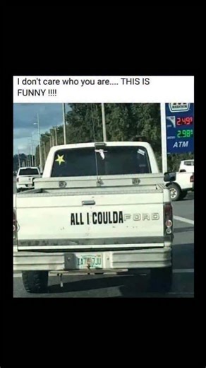 Johnny Bravo Explains Memes on Instagram: "Hey everyone, Johnny bere to explain. This meme is a humorous image of a truck with a customized rear bumper sticker that reads “ALL I COULDAFORD.” The humor comes from the combination of the phrase "All I Could’ve" and the word "Ford," referencing the brand of the truck. The sticker plays on the word "Ford" as if it’s part of the phrase, making it sound like the owner is saying "All I could’ve Ford," which sounds like a grammatically awkward but funny 