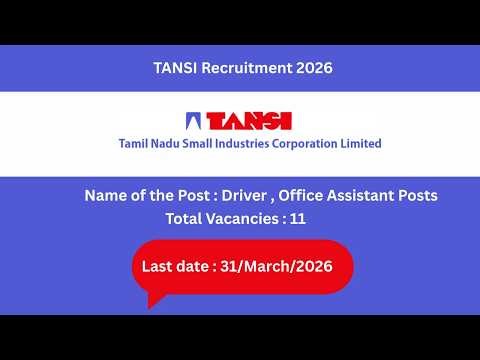 TANSI Recruitment 2026,Driver and Office Assistant Posts, Total 11 Vacancies#governmentjobs