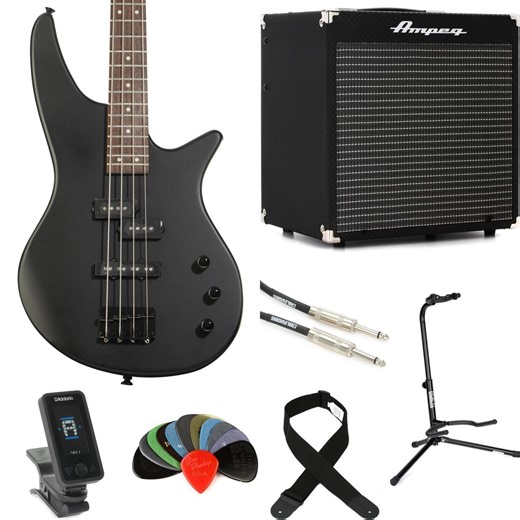 Spectra JS2 Bass Guitar with Ampeg Rocket Bass Combo Amp Essentials Bundle - Satin Black