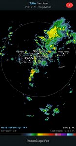 Aquí una imagen en movimiento del radar doppler. A esta hora llueve en sectores de la zona Metro de San Juan. Incluso, se están reportando fuertes ráfagas de viento. ¡Reporten! | The Weather Center PR