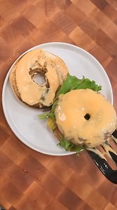 Making a bagel cheeseburger from MY POV 🎥 #DeliciousFood #Bagel #Cheeseburger | Kyle Istook