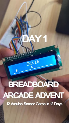 Mave on Instagram: "Chrome Dino meets Arduino! 🦖 Day 1 of Breadboard Arcade Advent: 12 Arduino Sensor Games in 12 Days. Perfect if Arduino is on your Christmas wishlist! 🎄 Today’s build: - Sensor: Button - Game: Chrome Dino - Difficulty: Beginner/Intermediate Starting this series off with a recreation of the Chrome “no internet” Dino game. Not all of the games we make will be recreations, and upcoming days will be a bit more focused on the build. Also planning to release the wiring diagrams an