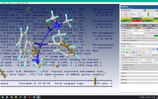 Olex2视频教程——穿过对称元素的四氢呋喃无序处理(PLATON手册示例数据)