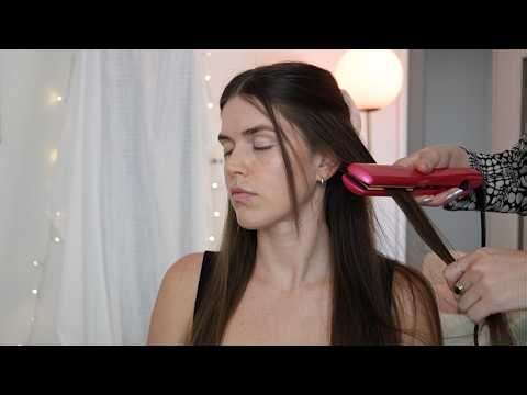 ASMR Hair Straightening 💖 Sectioning, Brushing, Tingly Hair Sounds (Whisper)
