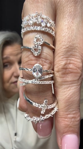 Watch Review of stackable silver bling rings on Amazon Live