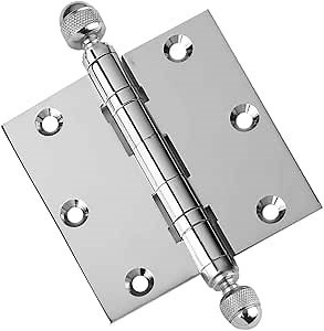 Embassy Solid Brass Door Hinges – 3.5 x 3.5 Inch, Heavy Duty, Polished Chrome, Ball Bearings, Rust Resistant Stainless Steel Pin, Architectural Designer Grade, Home Improvement, 2 Pack